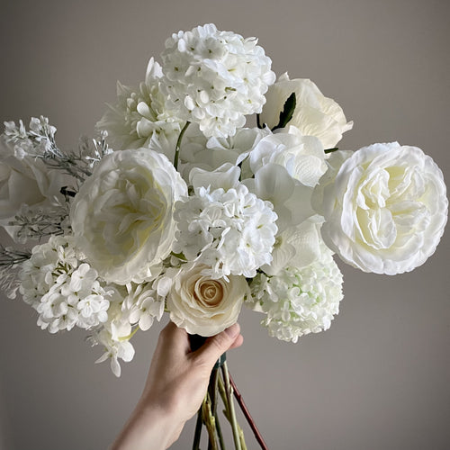Artificial & Dried Flower Wedding Bouquet Set White