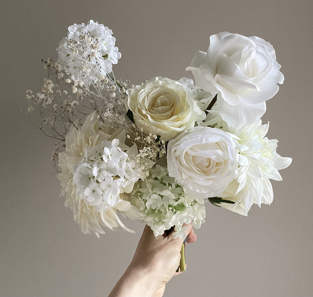 Artificial & Dried Flower Wedding Bouquet Set White