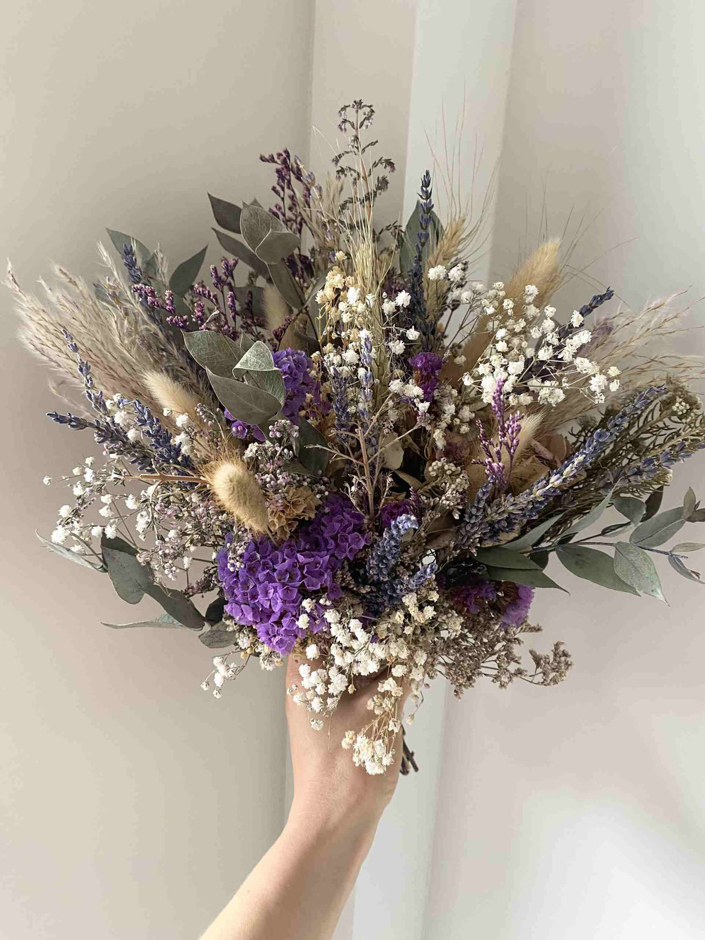 Rustic Artificial & Dried Wedding Bouquet Set Lilac
