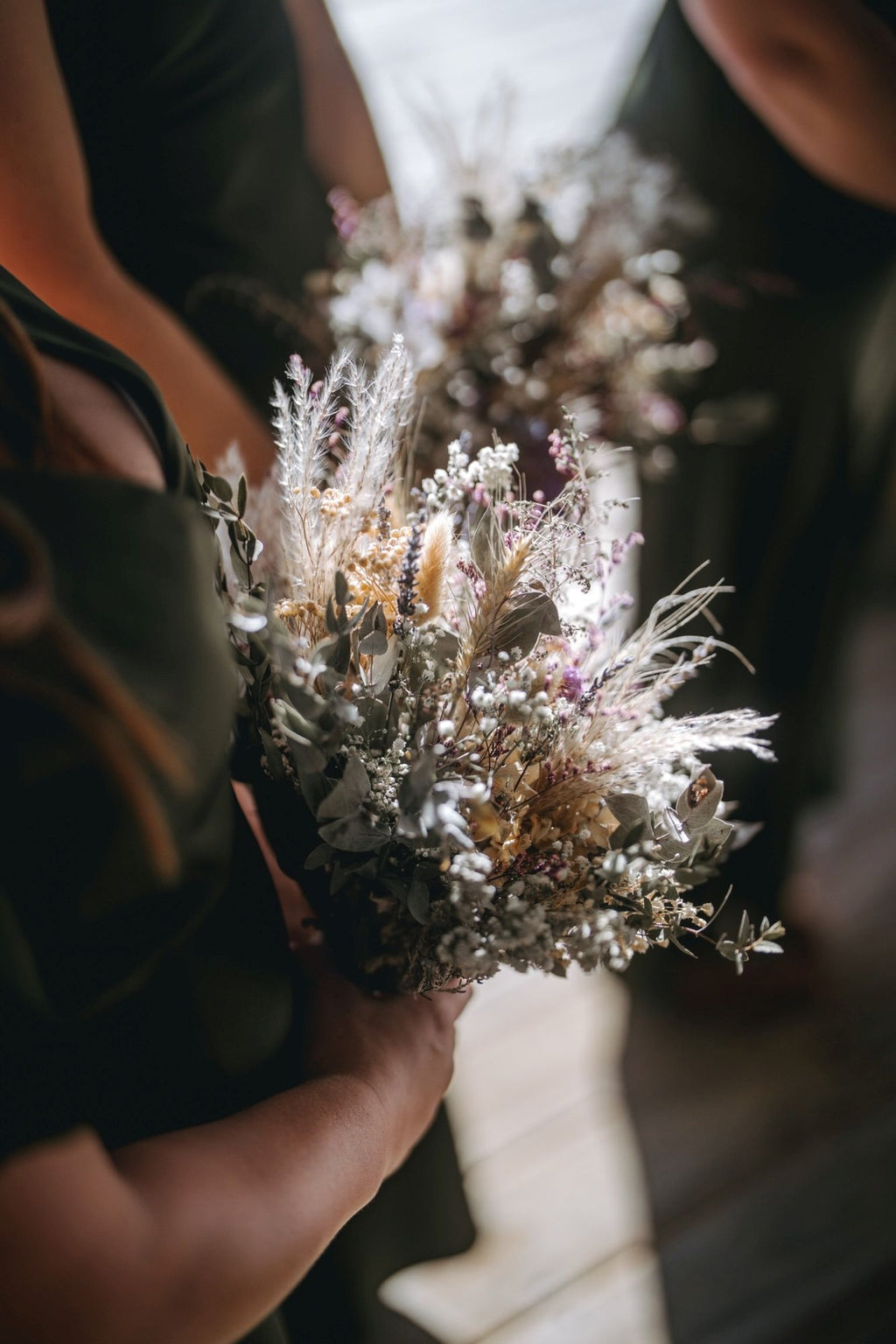 Rustic Artificial & Dried Wedding Bouquet Set Lilac