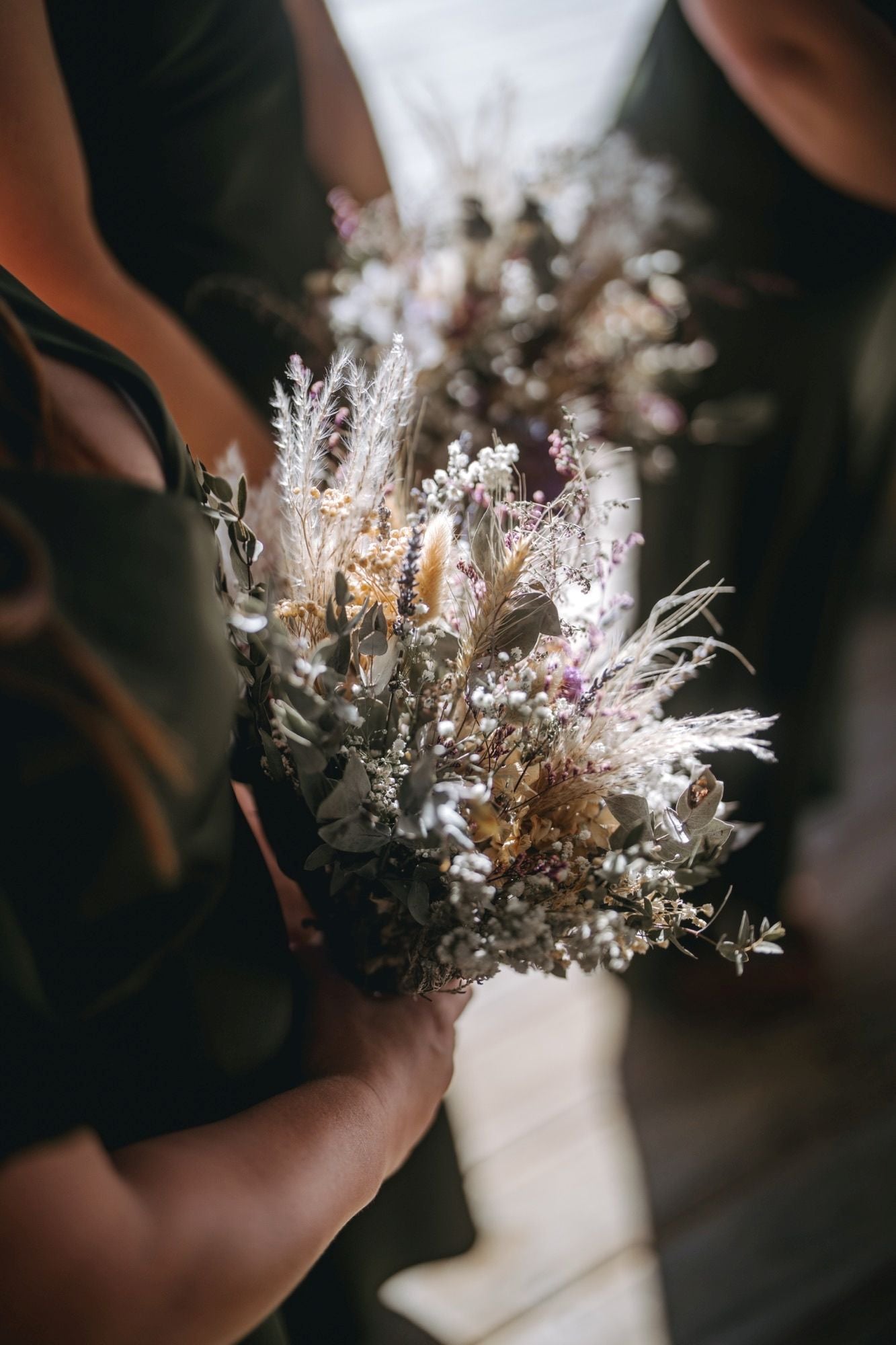 Rustic Artificial & Dried Wedding Bouquet Set Lilac