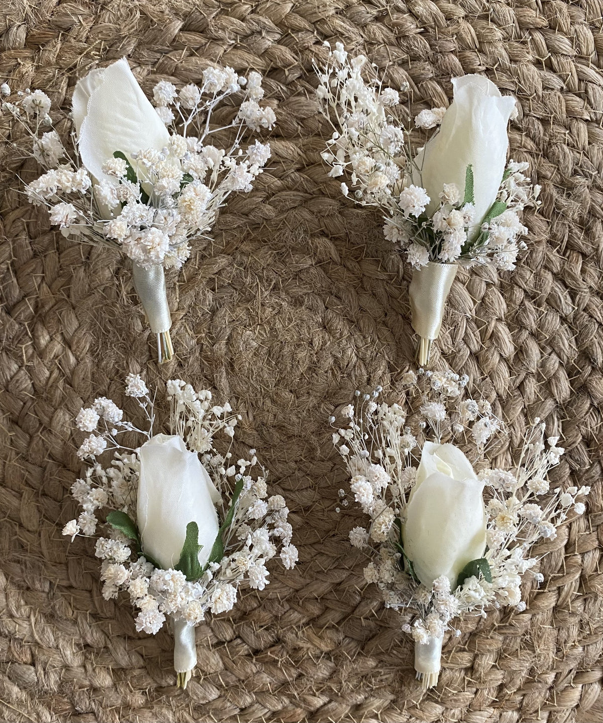 Artificial & Dried Flower Wedding Bouquet Set White