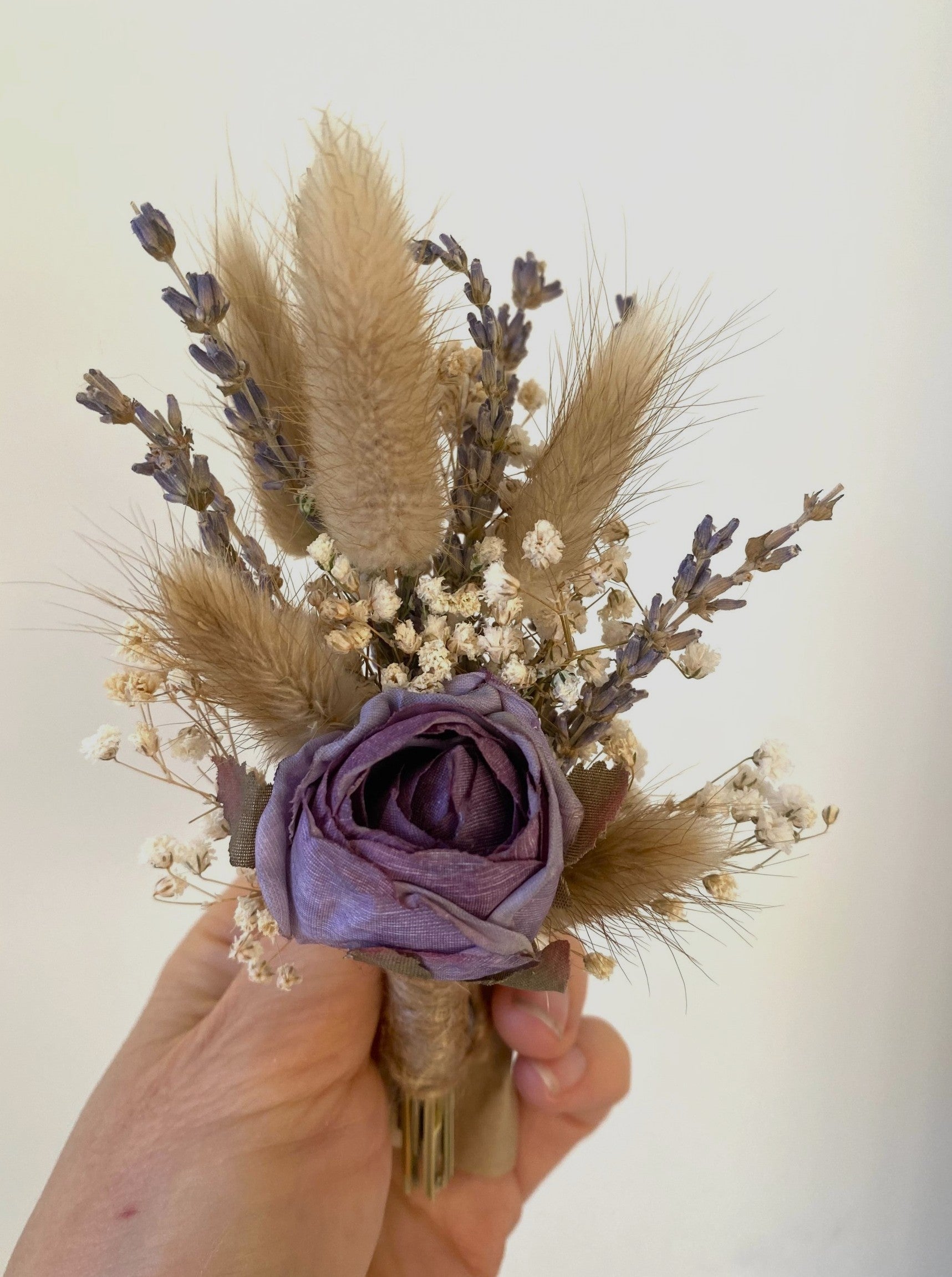 Rustic Artificial & Dried Wedding Bouquet Set Lilac
