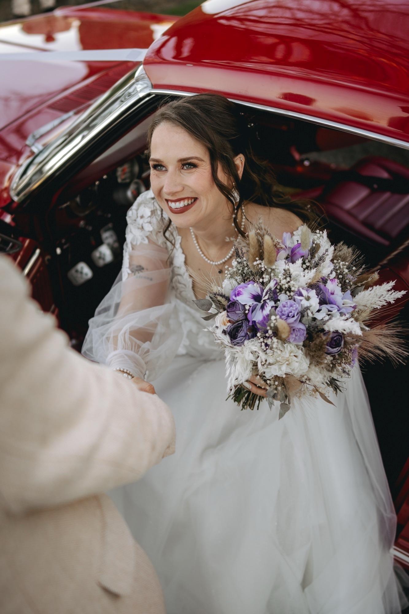 Rustic Artificial & Dried Wedding Bouquet Set Lilac